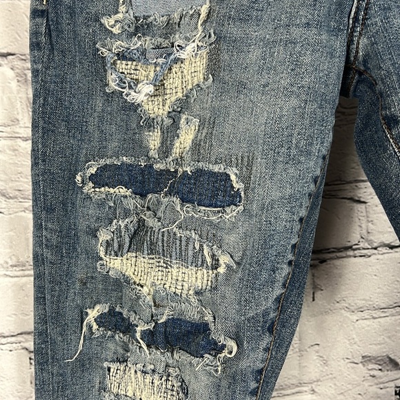 Aeropostale jeans skinny distressed patches blue size 31 - Picture 7 of 17